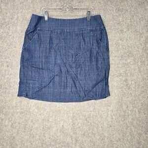Ann Taylor Womens Blue Chambray Skirt Mid-Rise Size 8 Casual Lightweight Cotton